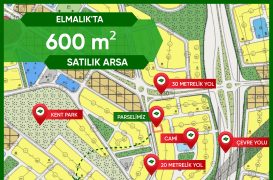 ELMALIK’TA  20 Metrelik Yola Sıfır 600 m² Arsa